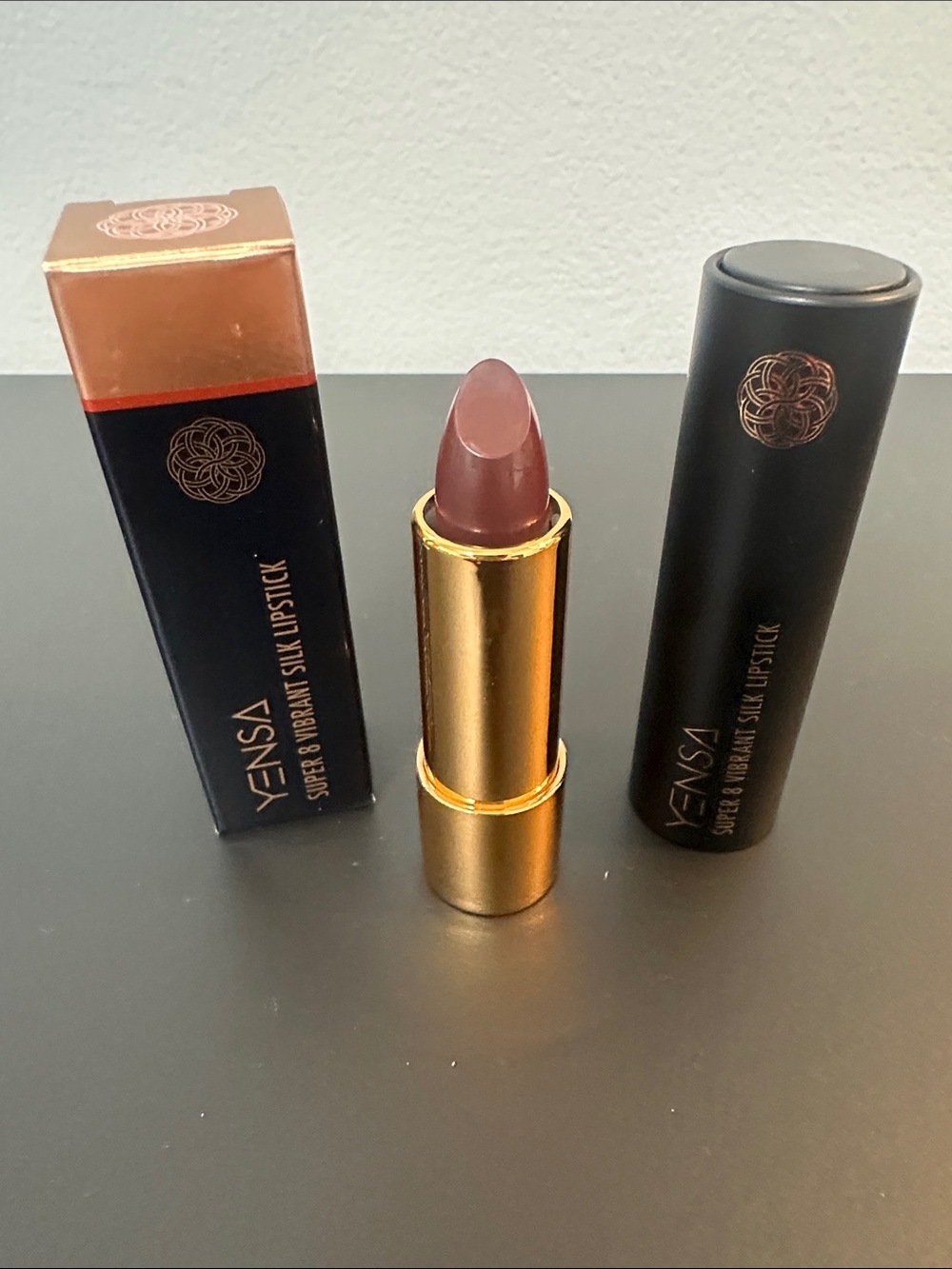 NWT Yensa Super 8 Vibrant Silk Lipstick in Deep Mauve Brown - Color Captivate